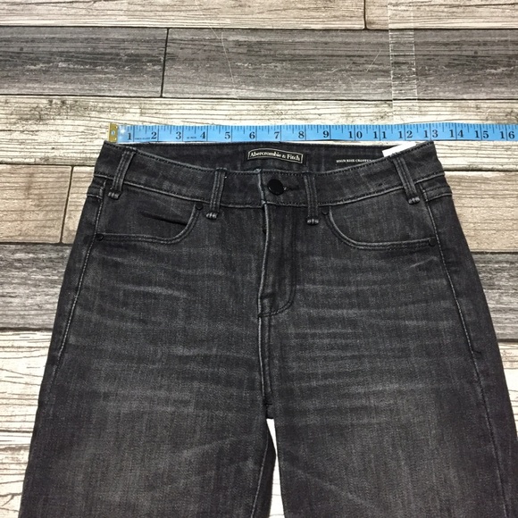 Abercrombie Fitch High Rise Cropped Flare Jeans Women’s 24/26R Black Gray - Picture 4 of 11
